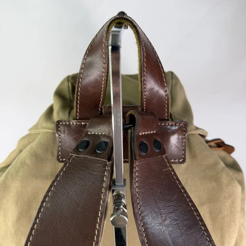 Maphia Design Duck Canvas Military Rucksack Backpack Leather riri Zip Drawstring